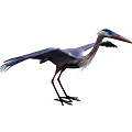 Great Blue Heron with Spread Wings Long Legs and Sharp Beak in Natural Stance 3d model