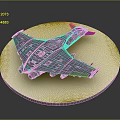 Cosmic Aerospace Spacecraft Model Display On Circular Stand With Detailed Structure