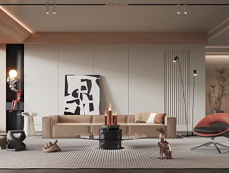 Modern Living Room Minimalist Cream Living Room 3d model