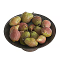 Fresh Green and Red Pears in Various Colored Ceramic Bowls for Home Kitchen
