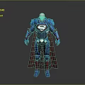Game Movie Character 3D Model In Blue Red Costume With Red Cape Chest S Symbol