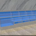 Multi Tiered Glass Aquarium Display With Blue Interior And Marble Wall Background 3d model