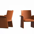 Stylish Modern Brown Leather Leisure Chairs With Armrests And Minimalist Design