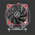 High Performance CPU Cooler With Red Frame Black Fan Gray Body And Central Logo