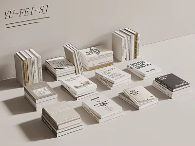 Stacked Books And Magazines With Various Minimalist Designs And Stylish Covers 3d model