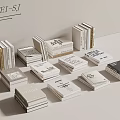 Stacked Books And Magazines With Various Minimalist Designs And Stylish Covers