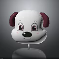 Cartoon Dog Head Balloon With White Body Purple Ears Big Eyes And Pink Blush