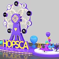 Luxury Photo Check in Spot With Purple Ferris Wheel Hopsca Brand Logos And Balloons