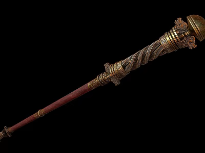 gold-banded stick beat dog stick cold weapon 3d model