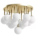 Modern Ceiling Light With Golden Round Base And White Spherical Bulbs 3d model