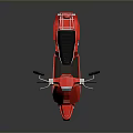 Red Scooter With Black Seat And Rearview Mirrors On Gray Background