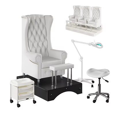 Professional Medical Equipment With Treatment Chair Support Stool Magnifying Lamp Rolling Cart and Mobile Stool 3d model