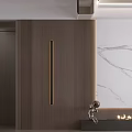 Modern TV Wall Design With Marble Panel Wooden Texture And Lighting Strips
