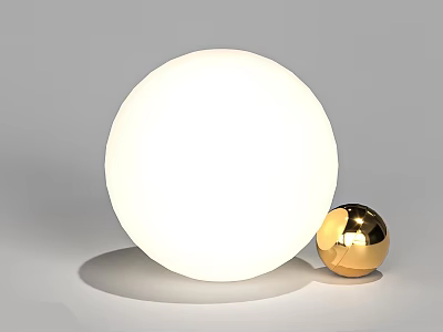 Modern Minimalist Table Lamp With Large White Spherical Shade And Small Golden Base 3d model