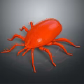 Red Hairy Mite 3D Model with Long Legs on Gray Background 3d model