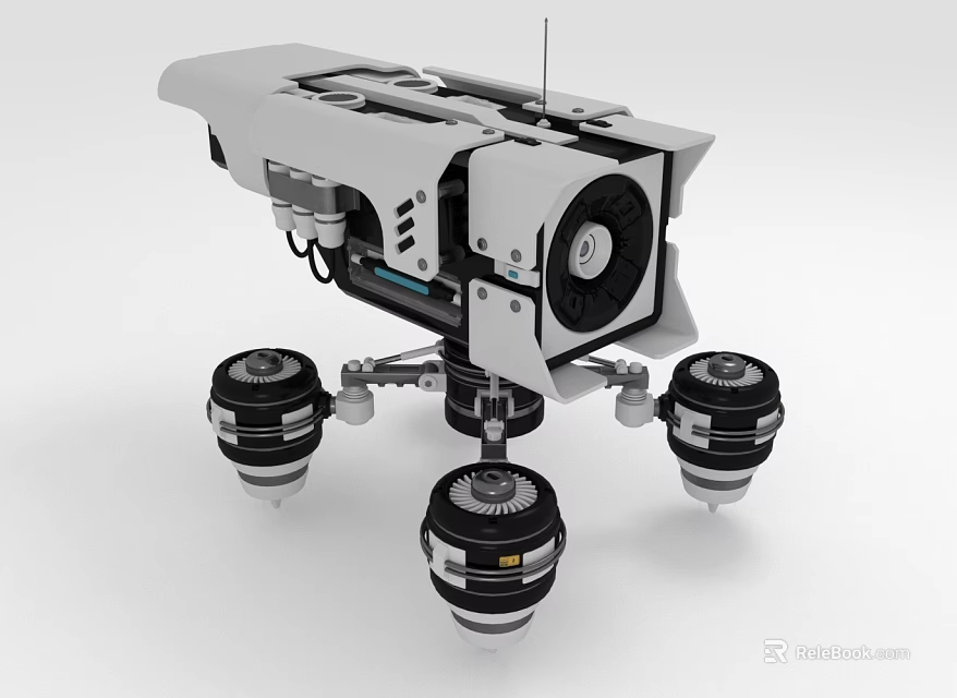 Smart Machine With Four Spherical Wheels Top Antenna And Mechanical Structure 3d model 