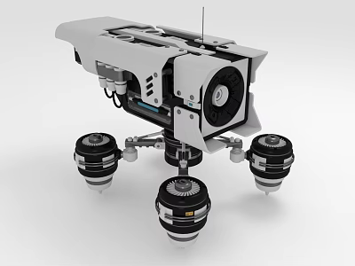 Smart Machine With Four Spherical Wheels Top Antenna And Mechanical Structure 3d model