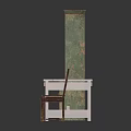 Vintage Green Shelf Wooden Dining Table Small Stool And Wooden Chair Furniture Collection