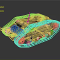 Vintage Military Tank Yellow Body With Black Tracks And Metal Texture