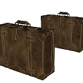 Vintage Brown Leather Suitcases With Classic Buckles And Stitched Details Retro Design