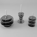 Three Modern Metal Candle Lamps With Layered Structure Design 3d model