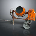 Orange Heavy Duty Concrete Mixer With Mixing Drum Wheels And Handle