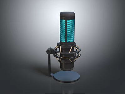 Modern Headphone Speaker Featuring Blue LED Lights And Sleek Metal Stand Design 3d model