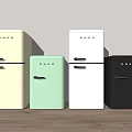Vintage Fridge Freezers Displayed Side By Side In Various Colors For Home Kitchen