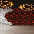 Stunning Lava Pattern Wall With Warm Wooden Floor Modern Interior Design 3d model