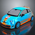 Blue And Orange Compact Car With Didi Logo Sporty Design And Stylish Wheels