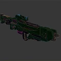 Futuristic Sci Fi Gun Weapon With Green Purple And Neon Green Luminous Design