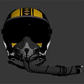 Yellow And Black Flight Helmet With Transparent Visor And Coiled Tube