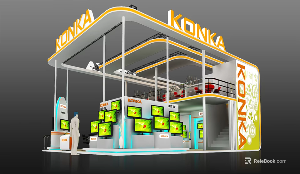 KONKA Modern Exhibition Booth With Multiple TV Screens And Display Features 3d model 