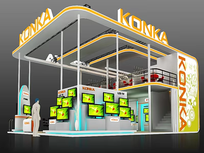 KONKA Modern Exhibition Booth With Multiple TV Screens And Display Features 3d model