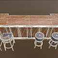 Wooden Bar Counter Design With Long Top And Matching Dark Bar Stools