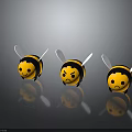 Cartoon Bees With Different Expressions Smiling Angry And Sad Faces Yellow Black Bodies White Wings