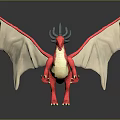 Red Dragon Game Movie Character With White Wings Green Horns And Yellow Claws