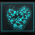 Modern Artistic Background Wall With Blue Illuminated Heart Shaped Dot Matrix Pattern 3d model