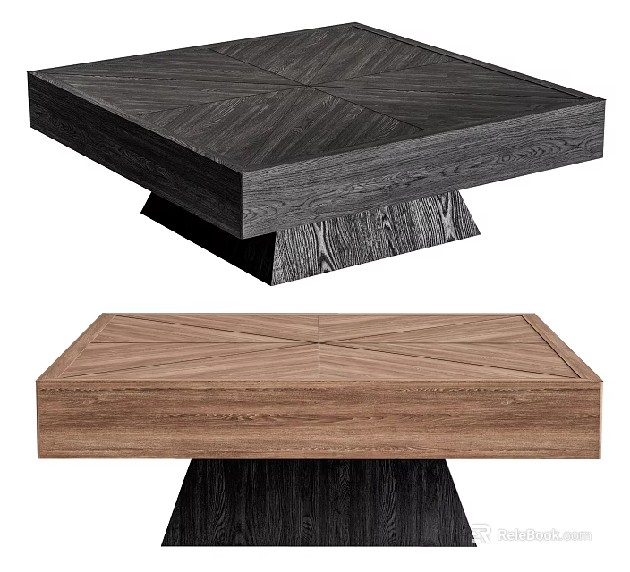 Modern Wooden Coffee Tables With Cross Pattern Surface And Contrasting Bases 3d model 