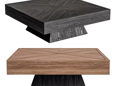 Modern Wooden Coffee Tables With Cross Pattern Surface And Contrasting Bases 3d model
