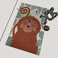 Square Rug With Cute Monkey Pattern And Green Leaf Accents For Kids Room Decor