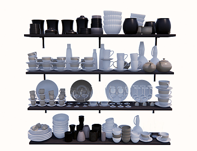 modern tableware dishes dining room bowls and tableware 3d model