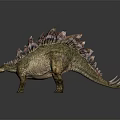 Stegosaurus Dinosaur With Green Body And Red Back Plates In 3D Model