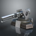 Mechanical Weapon 3D Model Featuring Long Barrel and Sturdy Metal Base Structural Details 3d model
