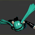 Stylish Anime Character With Turquoise Twin Tails Black Blue Outfit Short Skirt Knee High Boots