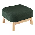 Modern Green Padded Stool with Wooden Legs and Comfortable Seat Design