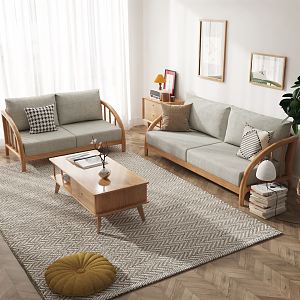 Japanese Style Sofa Coffee Table Combination Solid Wood Sofa 3d model