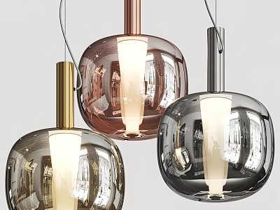 Modern Spherical Pendant Lights With Metallic Glass Shades In Gold Rose Gold And Black 3d model