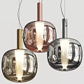 Modern Spherical Pendant Lights With Metallic Glass Shades In Gold Rose Gold And Black
