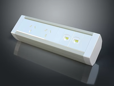 Sleek Modern White Switch Panel Featuring Multiple Power Outlets And Illuminated Control Switches 3d model